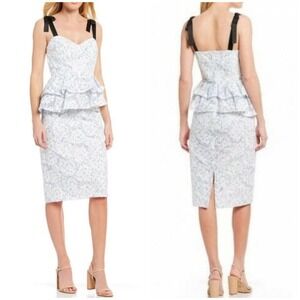 Gianni Bini Womens Organza Floral Lace Peplum Waist Janice Cocktail Dress Size 8